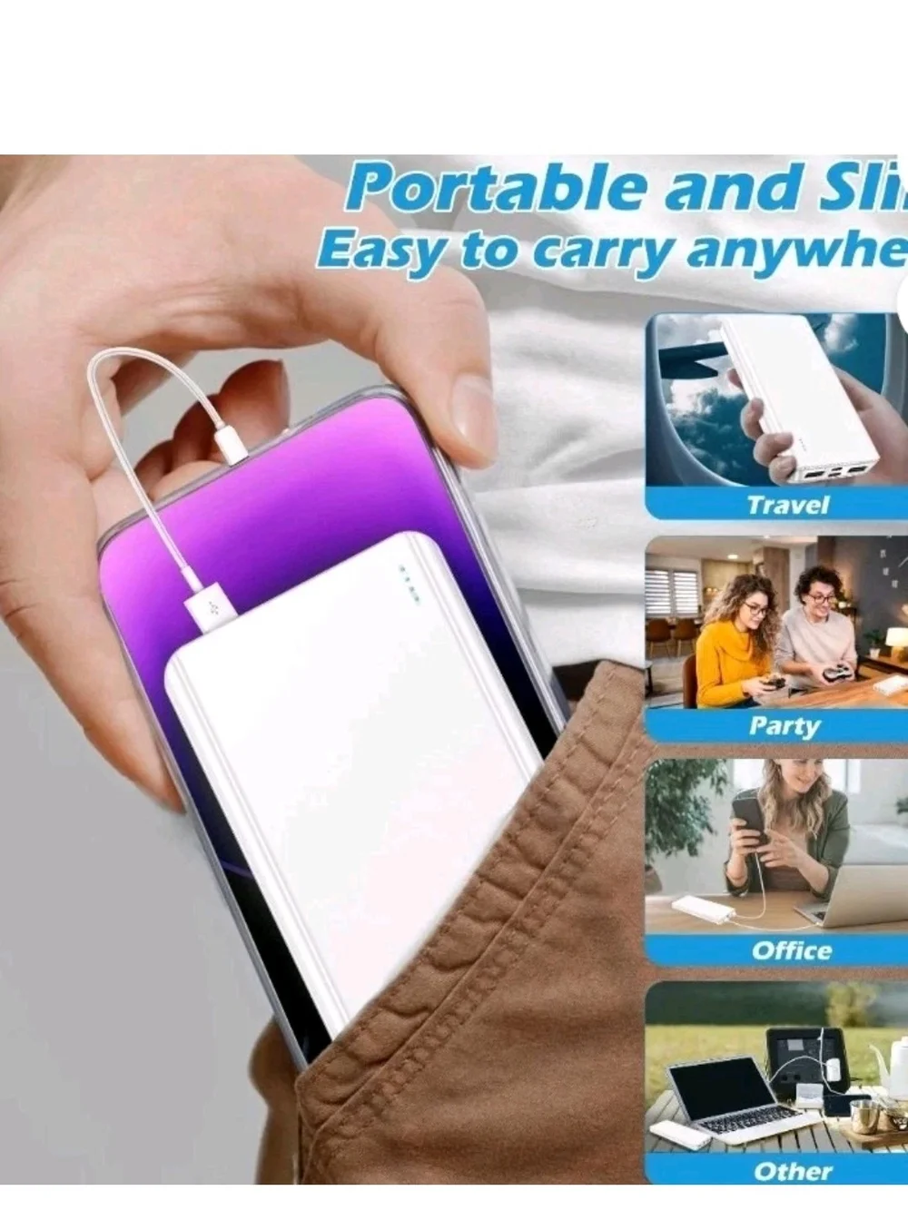 New White Portable Power Bank Fast  Battery Charger